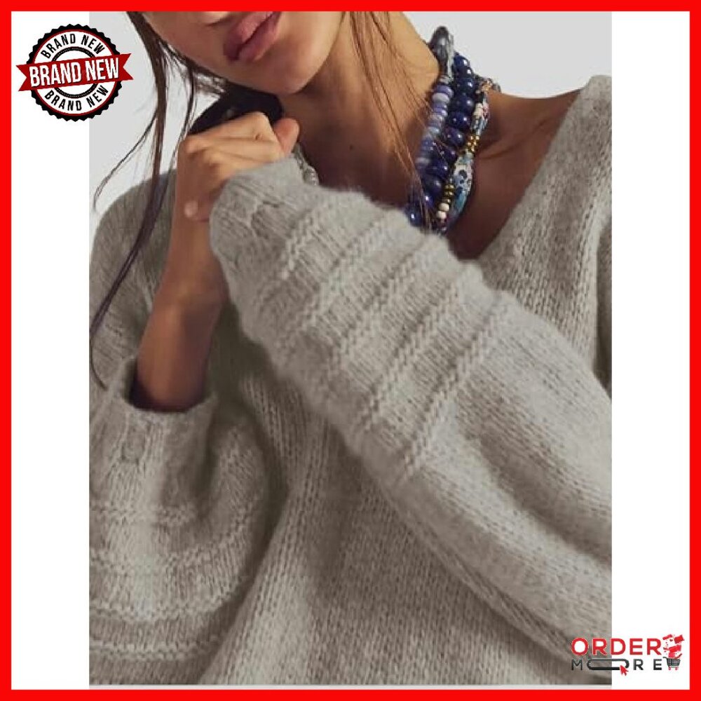 Oversized Off-Shoulder Pullover with Bubbled Slee… - image 5